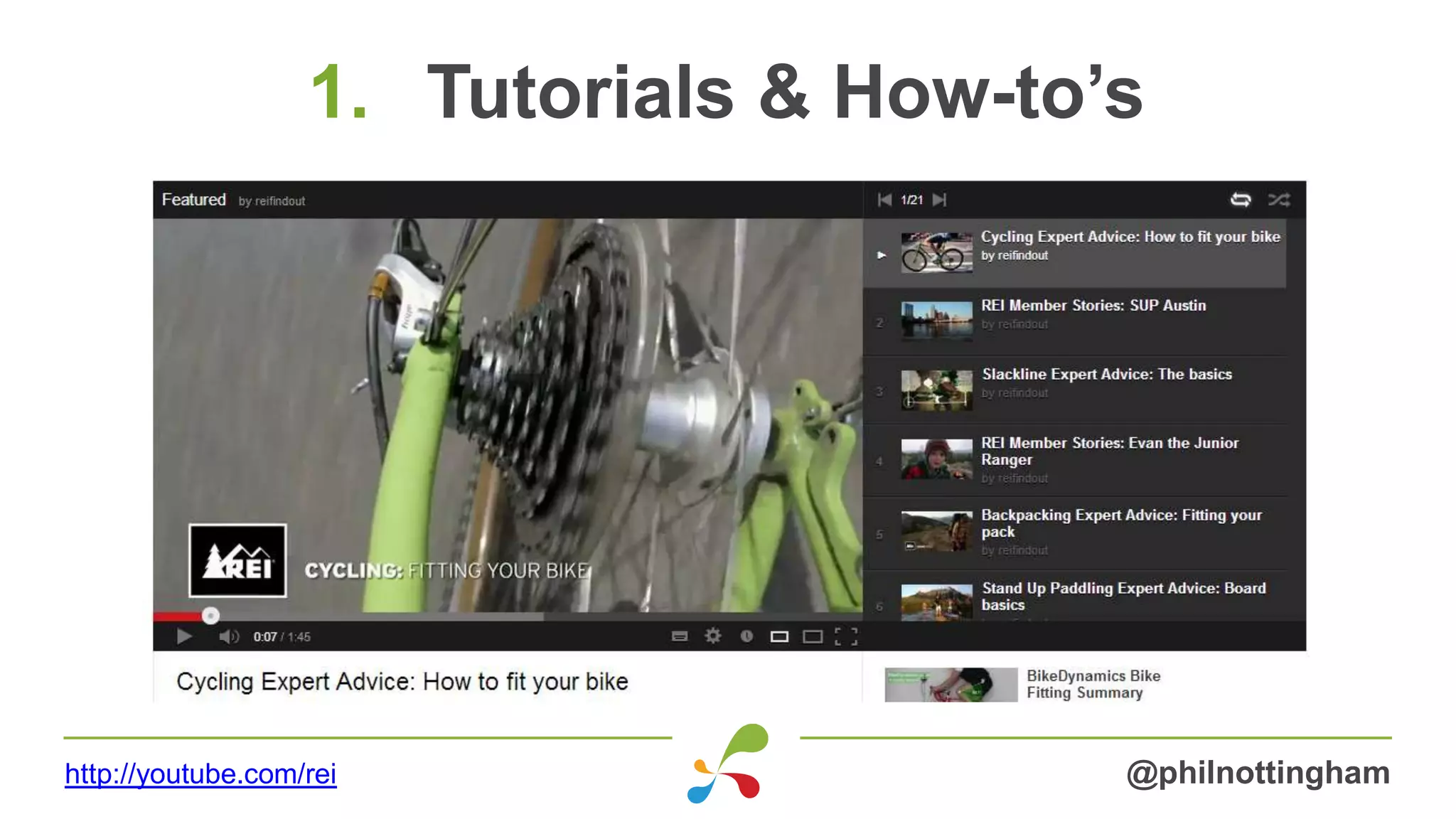 1. Tutorials & How-to’s
@philnottinghamhttp://youtube.com/rei
 