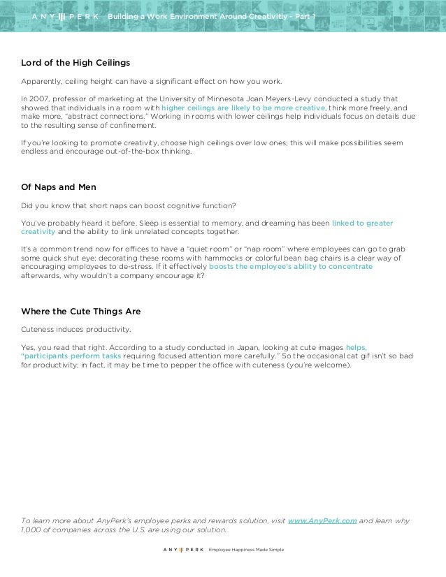 Building A Work Environment Around Creativity Part 1 From Anyperk