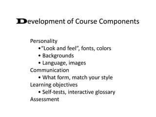 Seven Principles of Good Teaching in Undergraduate Education Chickering & Gamson, 1987Promotes teacher-to-student interactionPromotes student-to-student interactionEncourages high expectationsProvides rich, rapid feedbackPromotes active learningFacilitates time on taskAddresses different learning styles