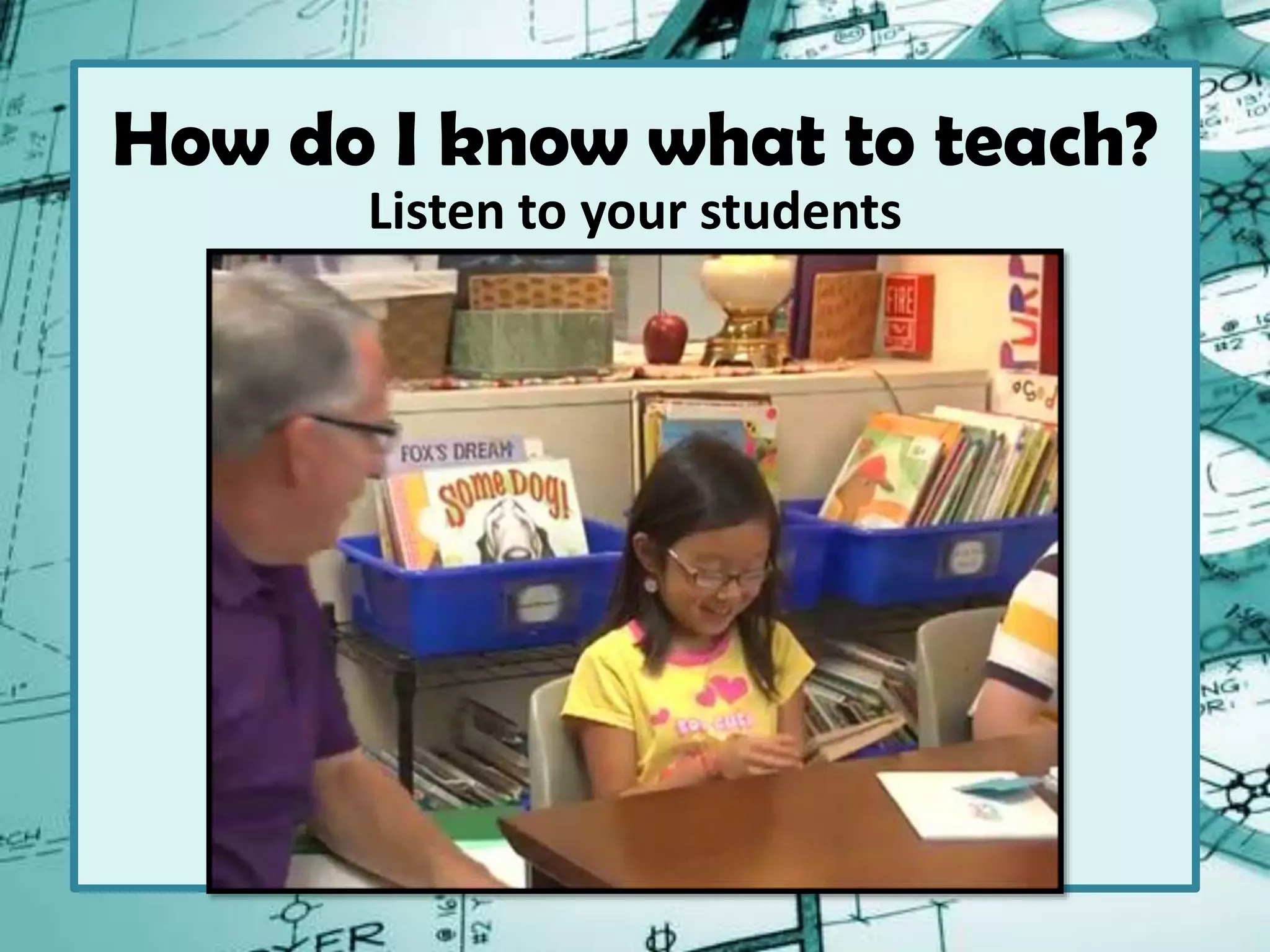 How do I know what to teach?
Listen to your students
 