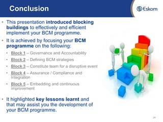Building blocks for BCM programme | PPTX