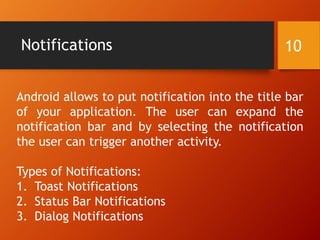 Notification Java Android Structure Building blocks of android | PPTX