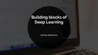 Building blocks of
Deep Learning
Keshan Sodimana
 