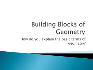 How do you explain the basic terms of
geometry?
 