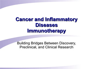 Cancer and Inflammatory Diseases Immunotherapy Building Bridges Between Discovery, Preclinical, and Clinical Research 