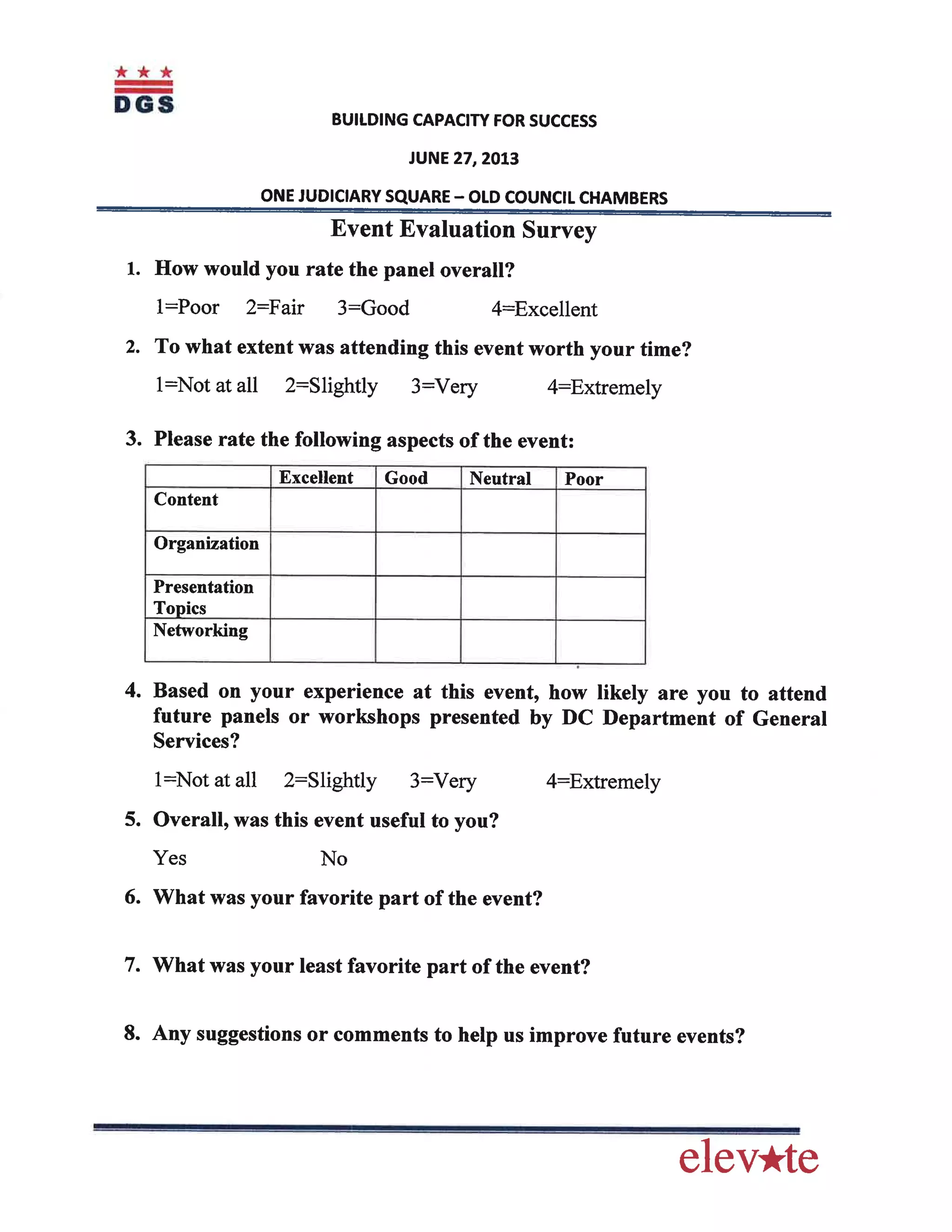 "Building Capacity For Success" Handouts