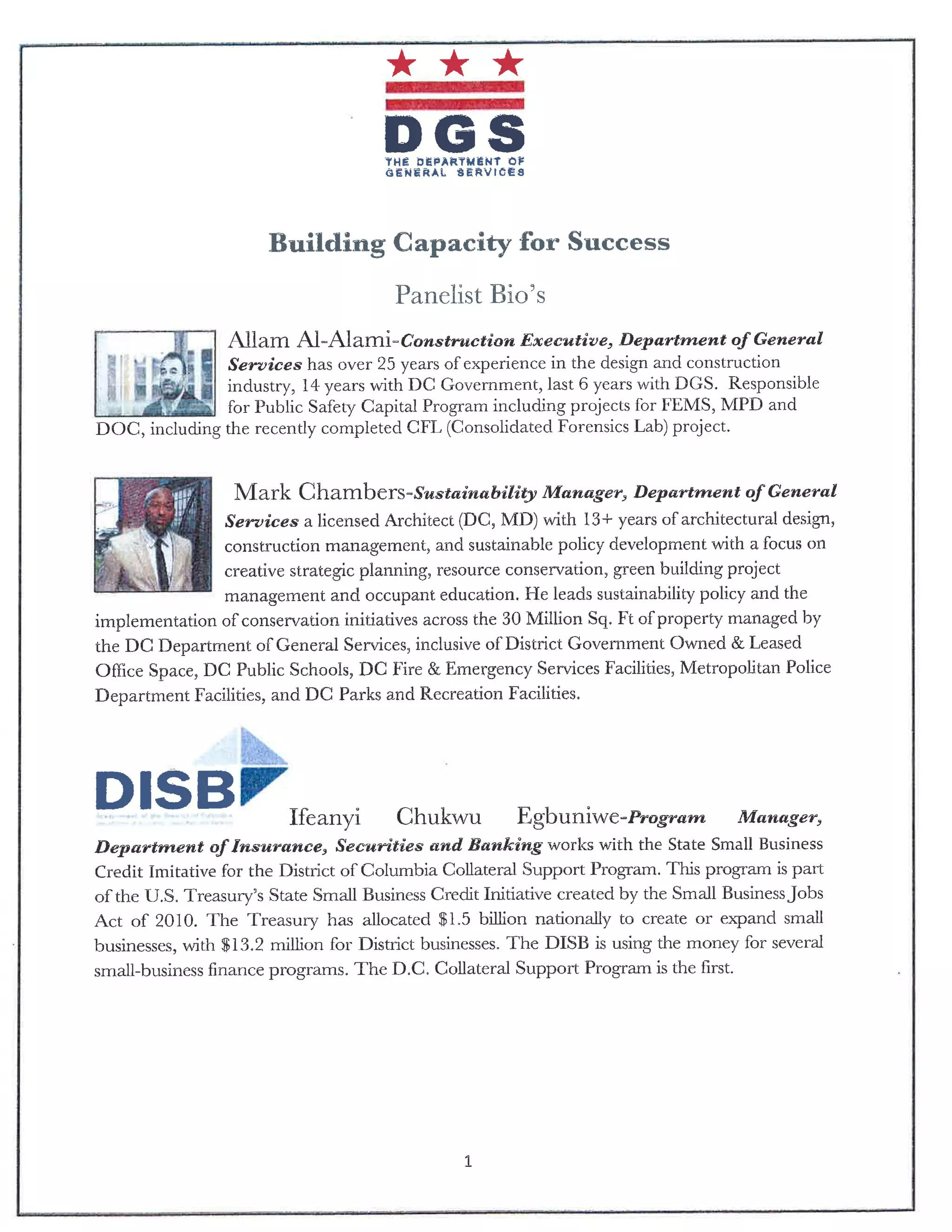 "Building Capacity For Success" Handouts