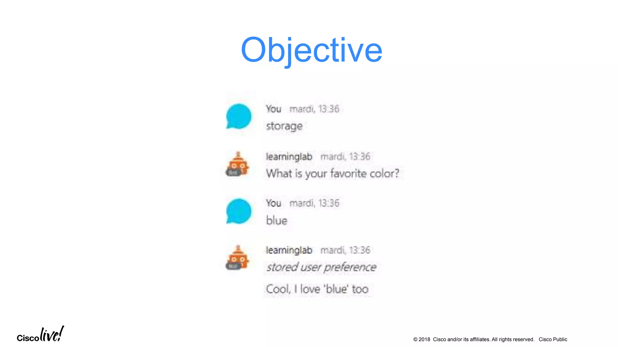 © 2018 Cisco and/or its affiliates. All rights reserved. Cisco Public
Objective
 