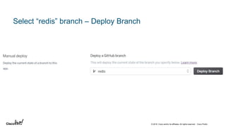 © 2018 Cisco and/or its affiliates. All rights reserved. Cisco Public
Select “redis” branch – Deploy Branch
 