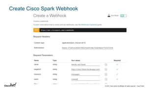 © 2018 Cisco and/or its affiliates. All rights reserved. Cisco Public
Create Cisco Spark Webhook
 