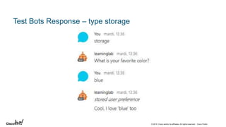 © 2018 Cisco and/or its affiliates. All rights reserved. Cisco Public
Test Bots Response – type storage
 