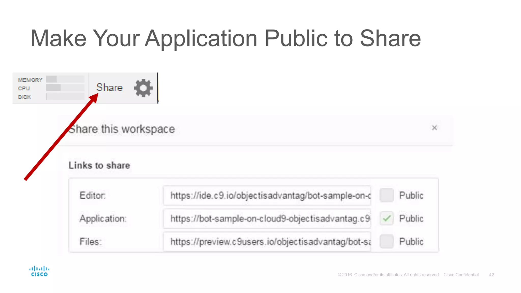 Make Your Application Public to Share
 