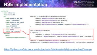 NSE implementation
https://github.com/electrocucaracha/gw-tester/blob/master/k8s/nsm/nse/cmd/main.go
 