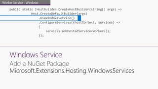 Windows Service
Worker Service : Windows