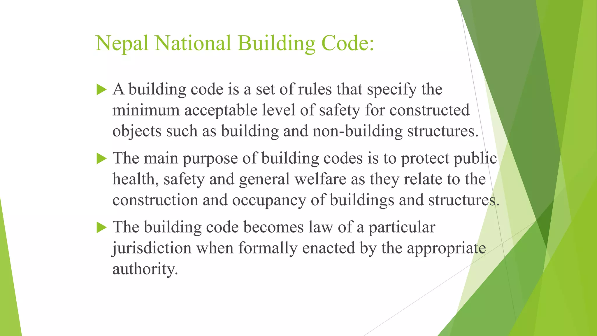 Nepal National Building Code: Need, Formulation and Implementation Strategy  | PPTX