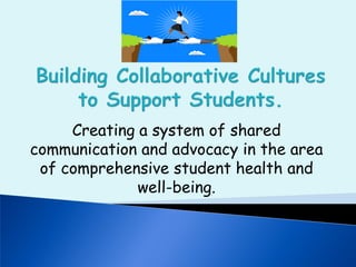 Creating a system of shared
communication and advocacy in the area
 of comprehensive student health and
              well-being.
 