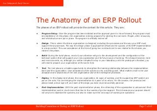 Luc Galoppin & Daryl Conner




                              The Anatomy of an ERP Rollout
                              ...