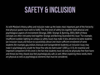 Safety & Inclusion
As with Maslow’s theory,safety and inclusion make up the lower,most important,part of the hierarchy
tha...