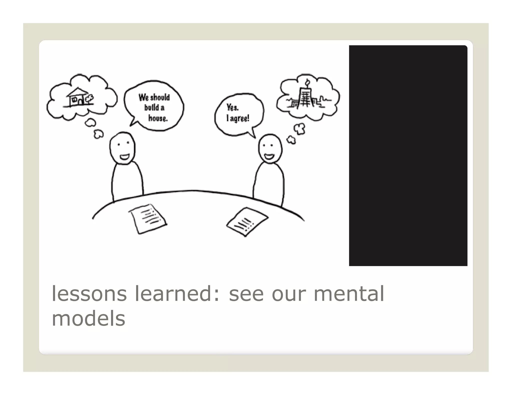 lessons learned: see our mental
models
 