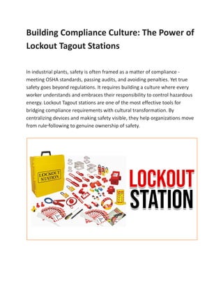 Building a Strong Compliance Culture with Lockout Tagout Stations | PDF