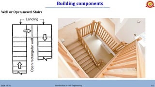 Building components
2024-10-26 Introduction to civil Engineering 133
Well or Open-newel Stairs
 