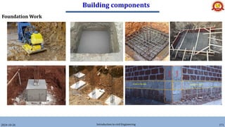 Building components
2024-10-26 Introduction to civil Engineering 171
Foundation Work
 