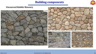 Building components
2024-10-26 Introduction to civil Engineering 38
Uncoursed Rubble Masonry
 