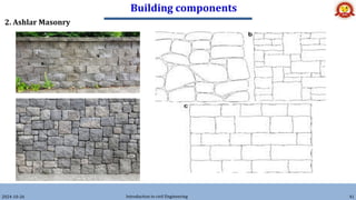 Building components
2024-10-26 Introduction to civil Engineering 41
2. Ashlar Masonry
 
