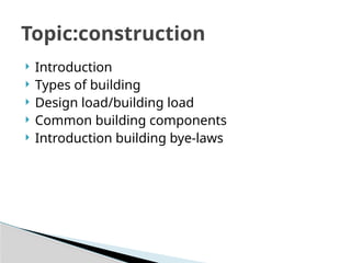 Building construction in civil engineering | PPTX