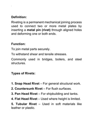 Define Riveting BUILDING CONSTRUCTION Architecture and planing | PDF