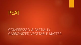 PEAT
COMPRESSED & PARTIALLY
CARBONIZED VEGETABLE MATTER.
 