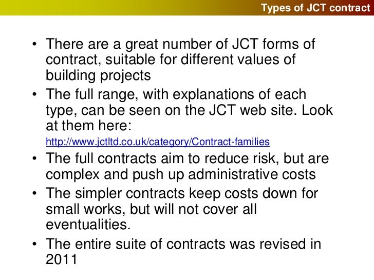 Building contracts and the JCT