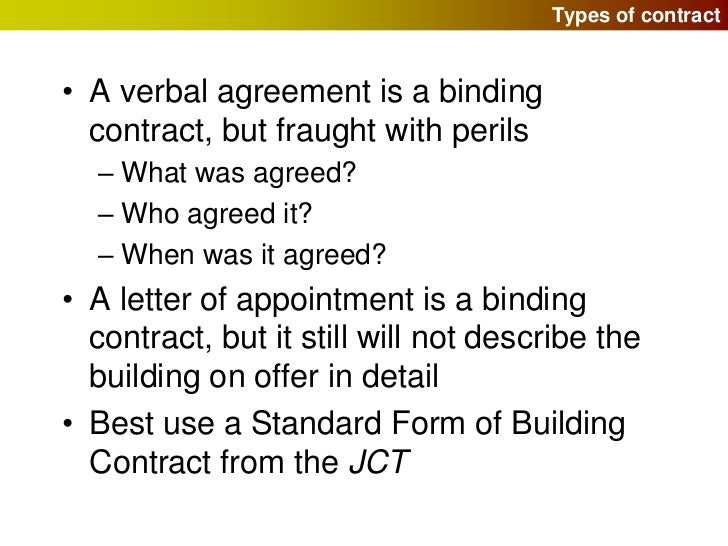 Building contracts and the JCT