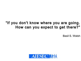 ““If you don't know where you are going.If you don't know where you are going.
How can you expect to get there?How can you expect to get there? ””
Basil S. Walsh
 