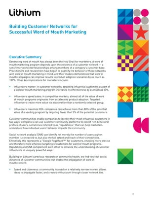 Building Customer Networks for Successful Word of Mouth Marketing