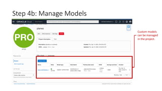 Step 4b: Manage Models
Custom models
can be managed
in the project.
 