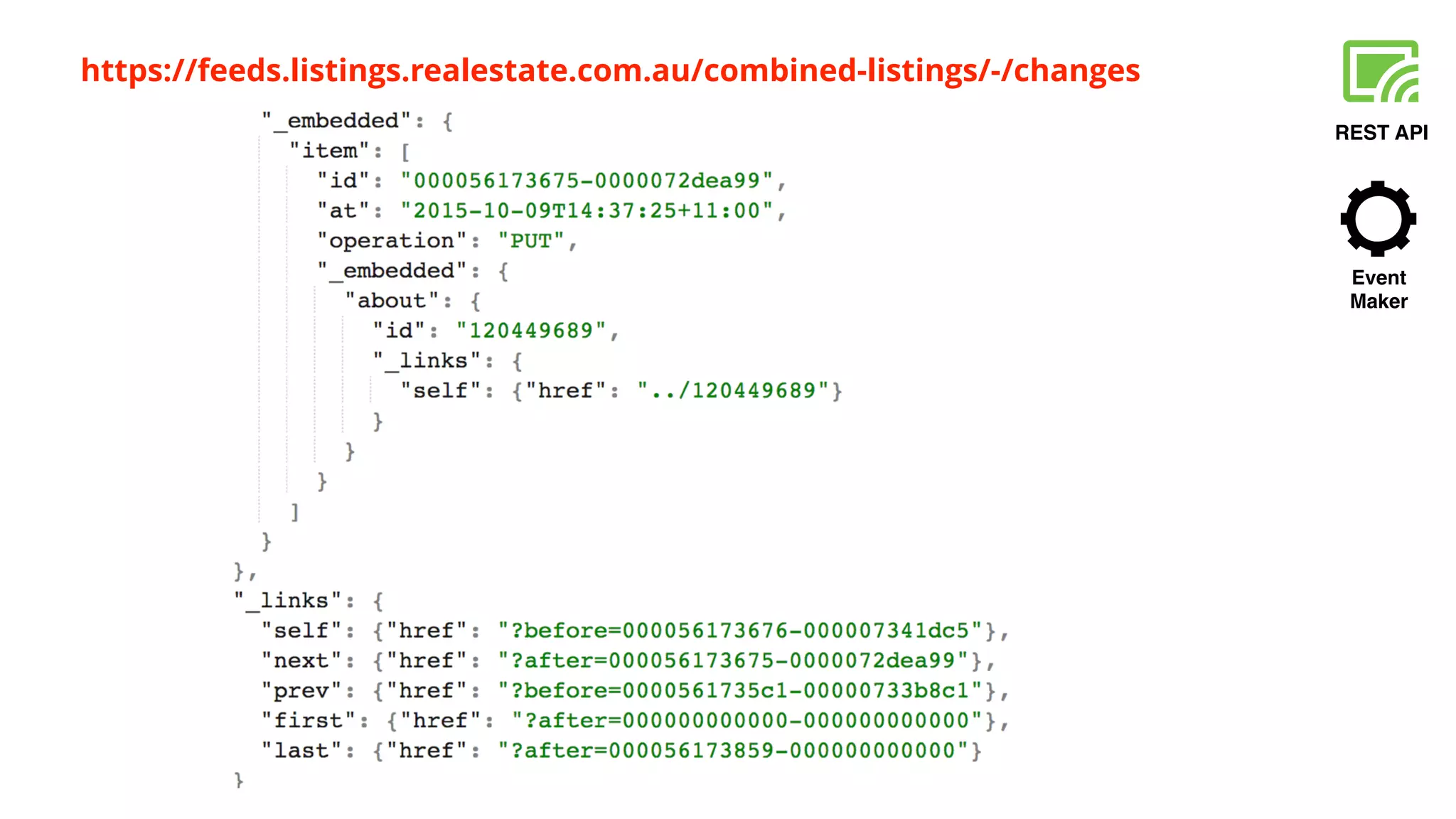 REST API
Event
Maker
https://feeds.listings.realestate.com.au/combined-listings/-/changes
 