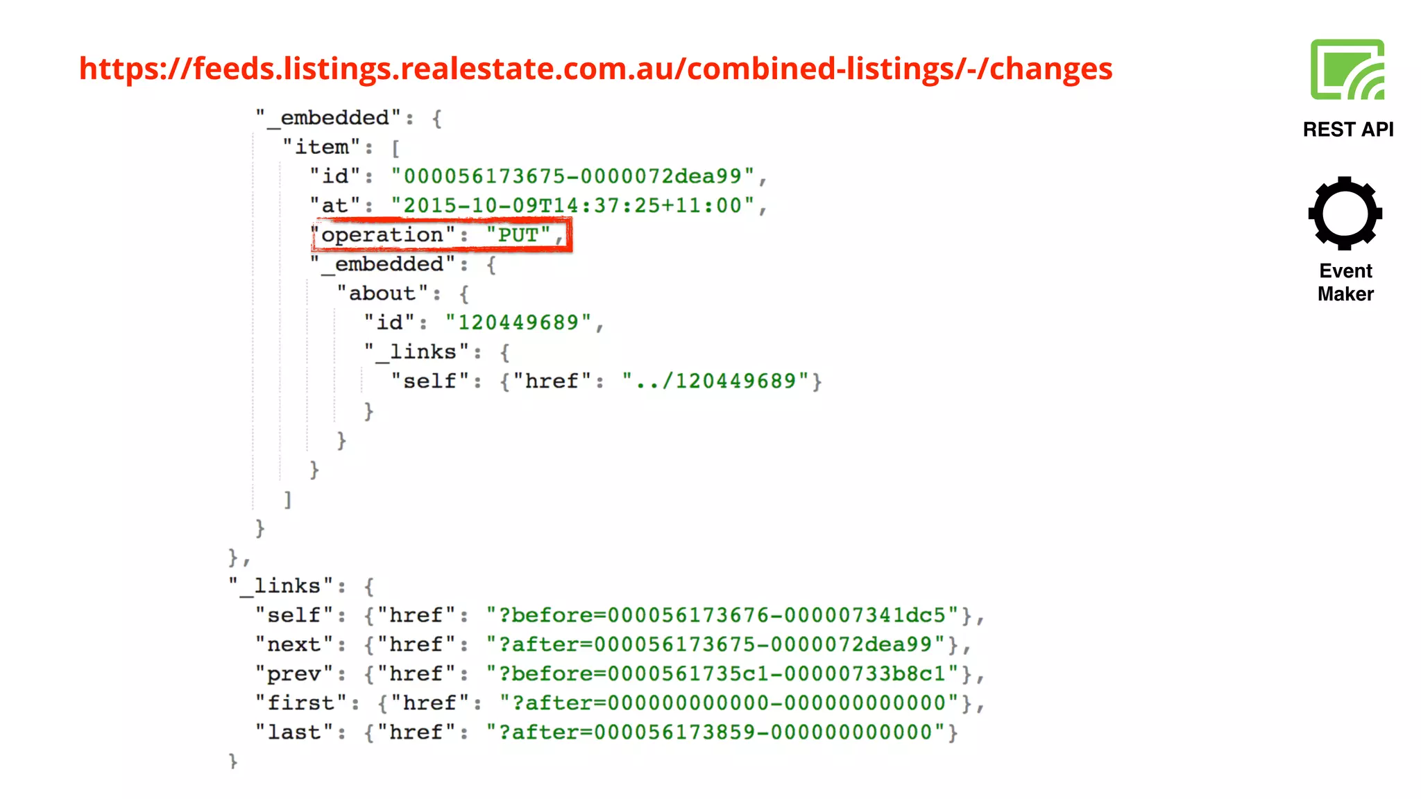 REST API
Event
Maker
https://feeds.listings.realestate.com.au/combined-listings/-/changes
 