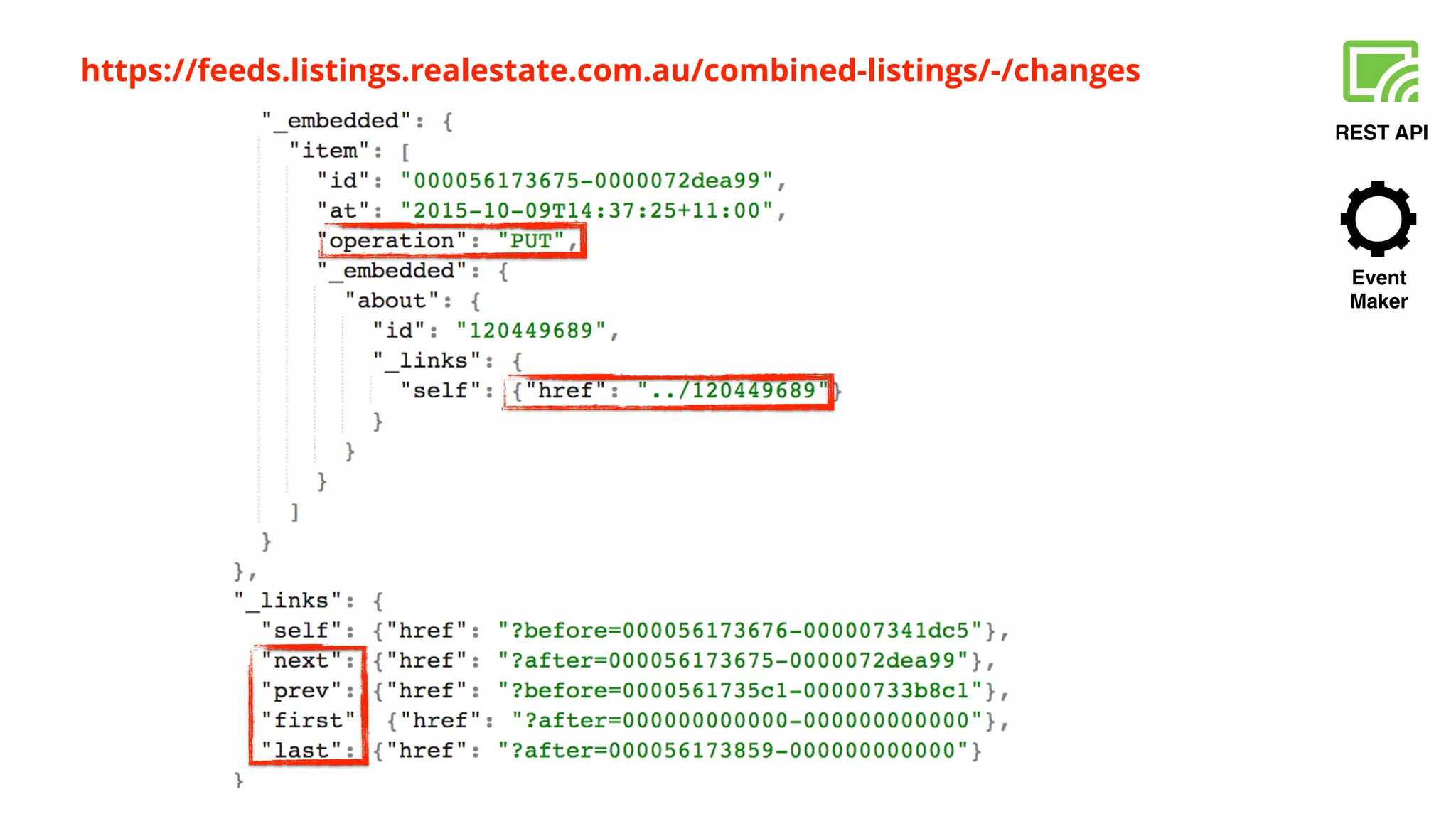 REST API
Event
Maker
https://feeds.listings.realestate.com.au/combined-listings/-/changes
 