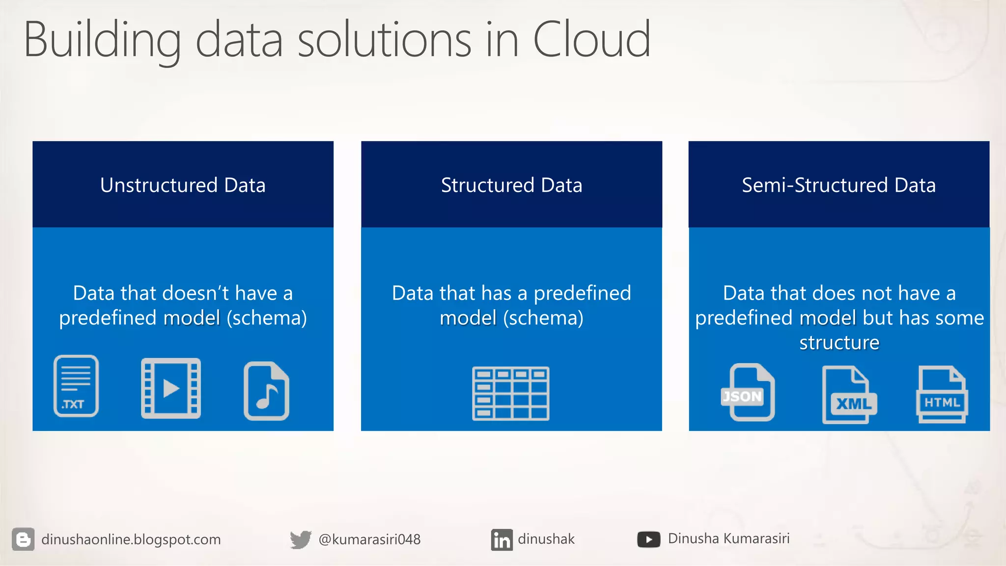 Building data solutions in Cloud
 