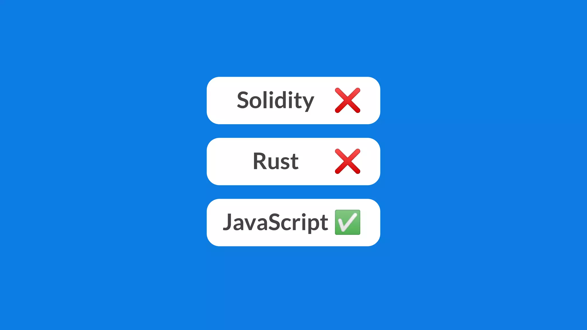 Solidity
Rust
JavaScript
❌
❌
✅
 