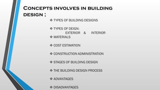 BUILDING DESIGN.pptx Comprehensive Overview of Modern Building ...