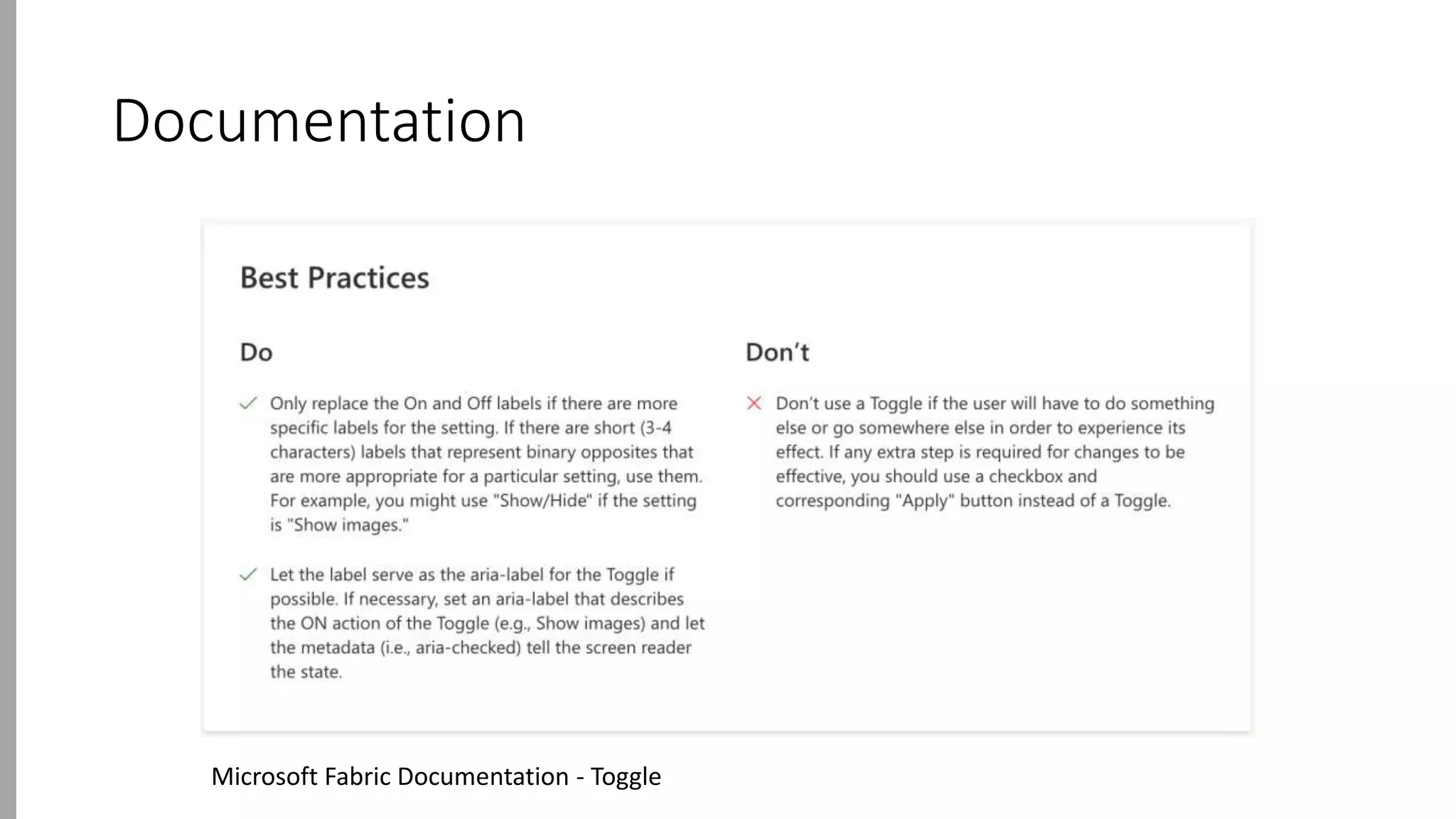 Documentation
Microsoft Fabric Documentation - Toggle
 