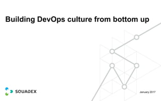 Building DevOps culture from bottom up
January 2017
 