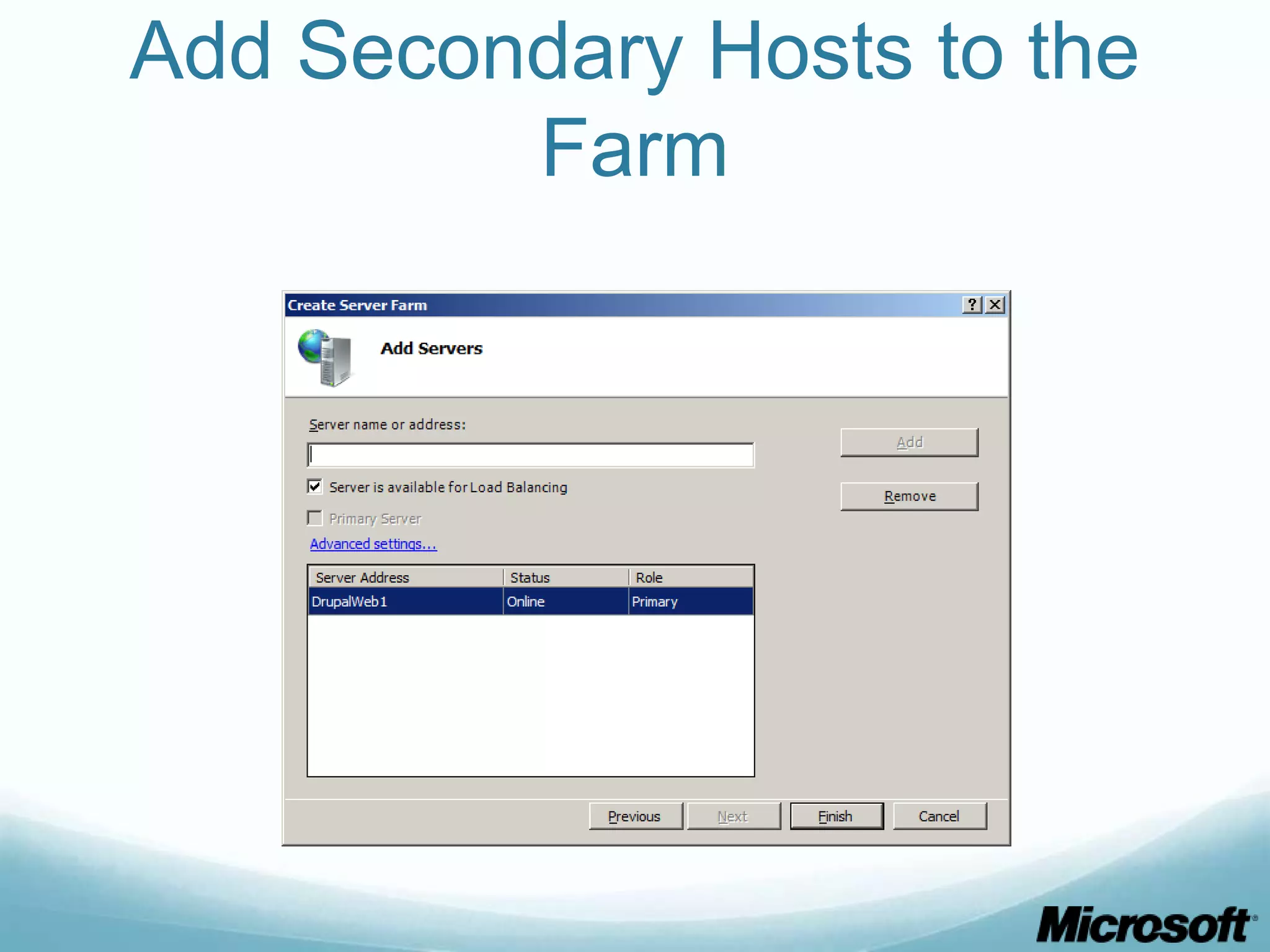 Add Secondary Hosts to the Farm 