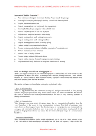 Building economics complete notes m1 m2m3m4 AKTU | PDF