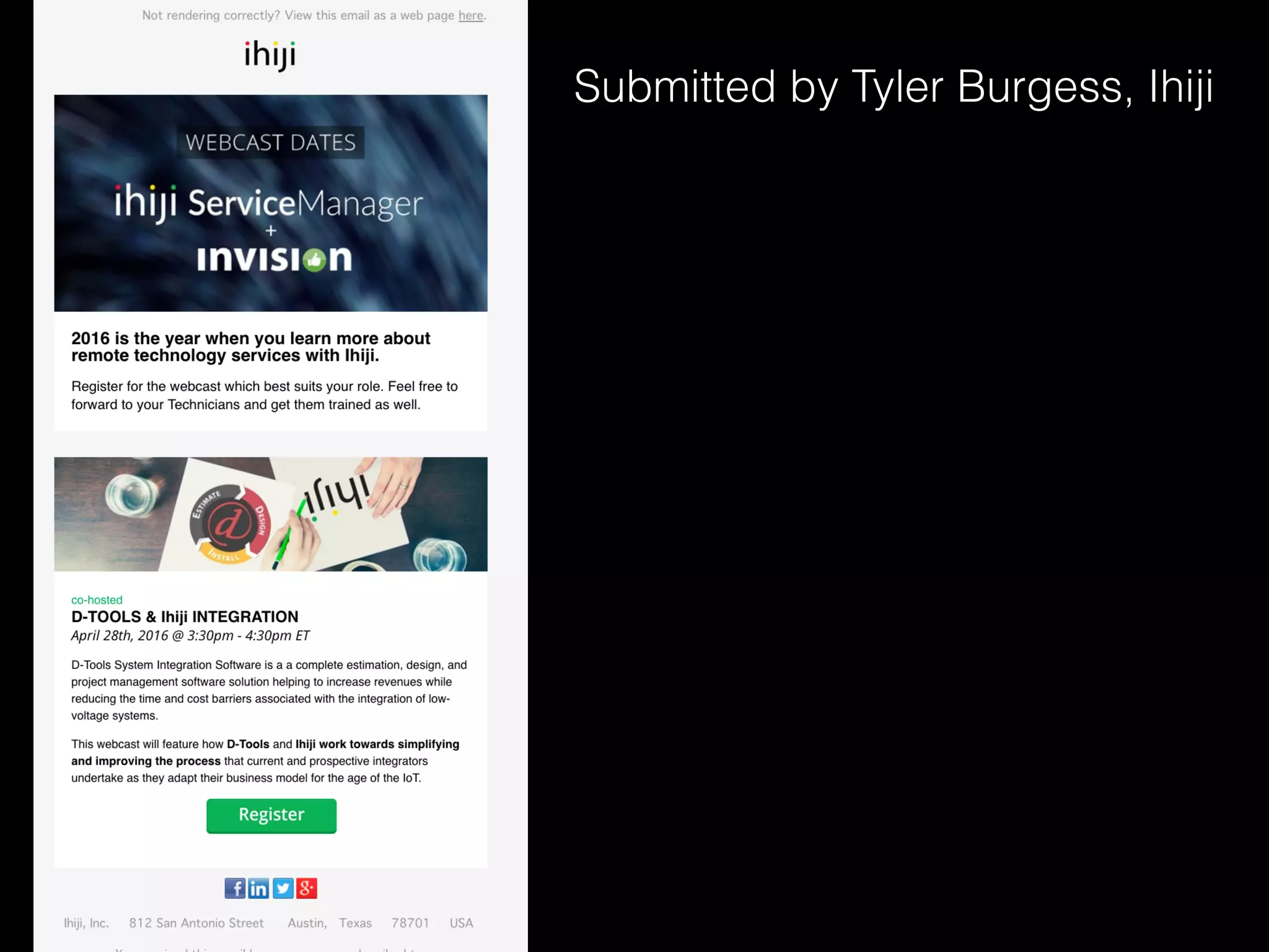 Submitted by Tyler Burgess, Ihiji
 