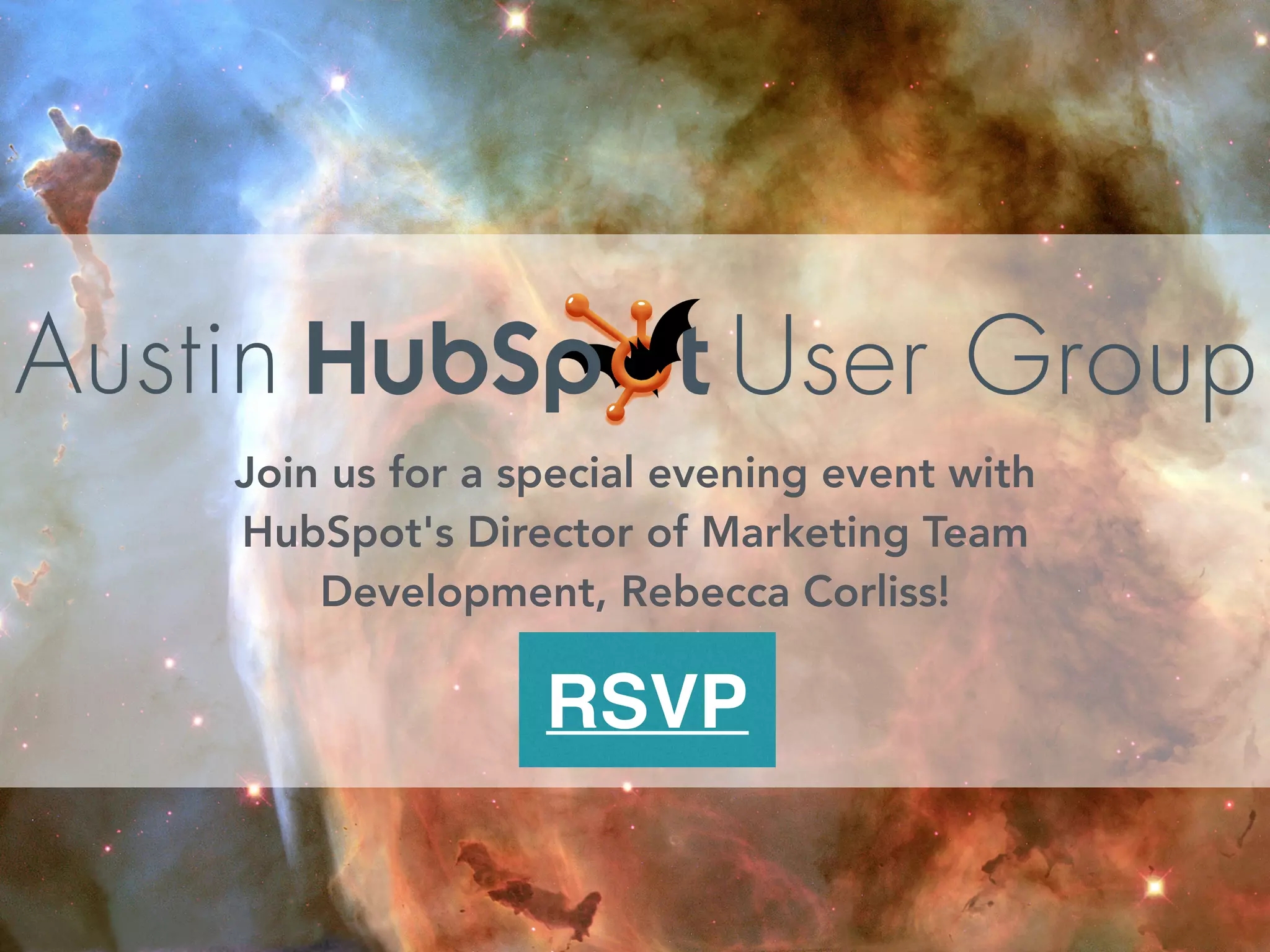 Join us for a special evening event with
HubSpot's Director of Marketing Team
Development, Rebecca Corliss!
RSVP
 