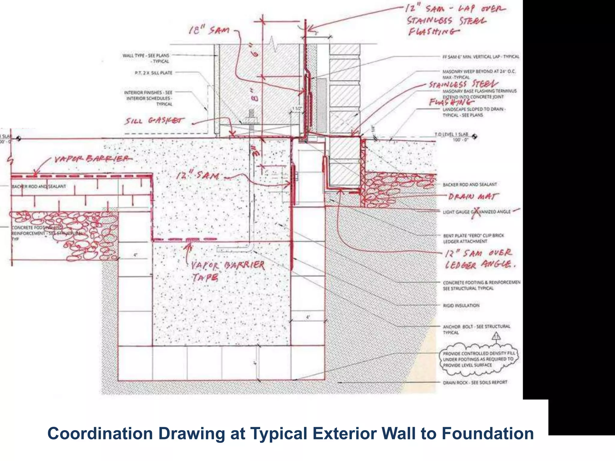Coordination Drawing at Typical Exterior Wall to Foundation
 