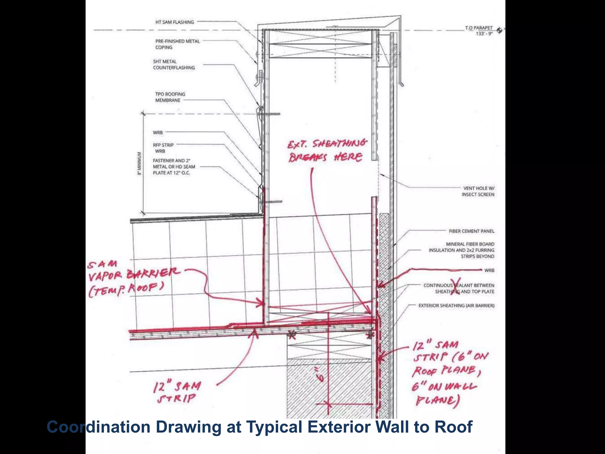 Coordination Drawing at Typical Exterior Wall to Roof
 